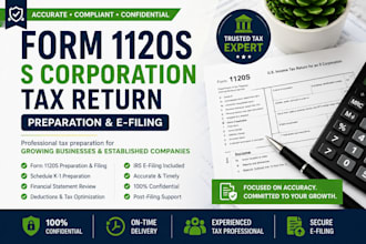 prepare and file form 1120s s corporation tax return with k1