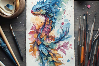 paint a watercolor and gouache landscape illustration