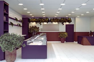 provide 3d butcher shop design, butcher retail space, meat store visualization