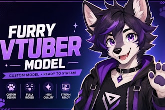 do furry vrtuber model live 2d 3d rigging vroid models furry vtube studio vrchat