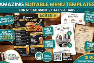 do amazing editable food restaurant menu