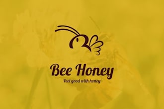 design a unique honey bee logo for business, brand, startup and company