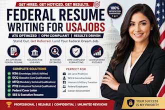 deliver a federal resume, ats resume writing, for usajobs, ksa, ecq, mtqs, ptqs