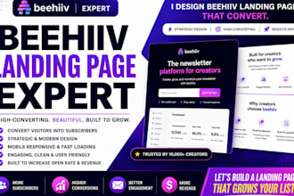 design beehiiv landing page, setup beehiiv newsletter and build beehiiv website