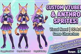draw vtuber anthro art sexy lewd visual novel character sprites with experession