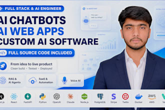 develop ai chatbot, ai web app and custom ai software