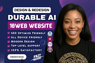 build 10web ai website, 10web wordpress website, durable, landing page, seo
