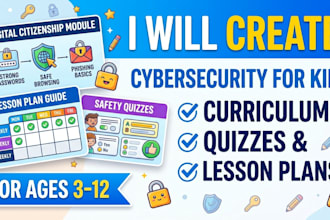 create cybersecurity for kids curriculum, quizzes, and lesson plans