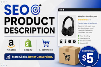 write SEO product descriptions for shopify and amazon stor