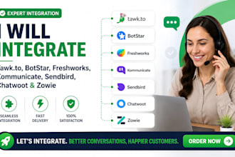 integrate tawkto botstar freshworks kommunicate sendbird chatwoot zowie