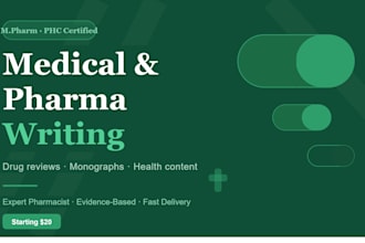 write evidence based pharmaceutical and medical content for your website or