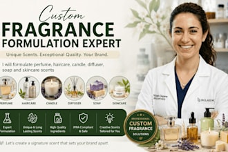 formulate perfume, haircare, candle, diffuser, soap and skincare scents