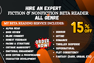 be your beta reader, provide manuscript feedback and fiction critique