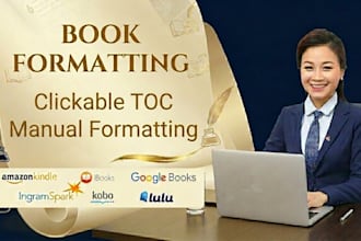 do book formatting for KDP, ebook, paperback and ingram spark