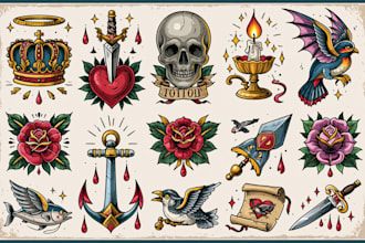 make a traditional or neo traditional tattoo design