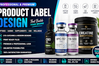 do product label design, peptide vial label design, sarms, cbd, supplement label