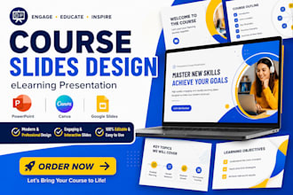 course slides design, elearning presentation, powerpoint, canva, google slides
