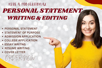 proofread, edit personal statement, statement of purpose for college application