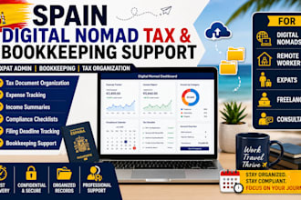 provide spain digital nomad tax admin and bookkeeping support