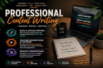 write professional blogs, articles, captions, descriptions and emails