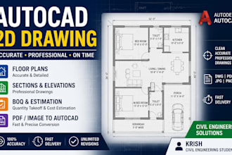 create professional autocad 2d drawing