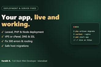deploy or fix your laravel, php or node app on vps or cpanel
