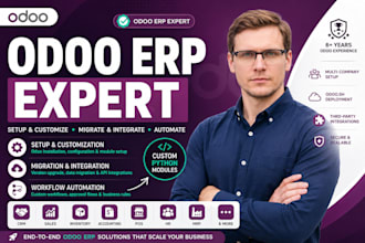 setup odoo erp accounting sales modules, pos, inventory and workflows automation