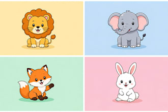 draw cute animal characters and kids cartoon illustrations