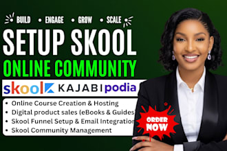 skool account setup, course upload, community creation, membership onboarding