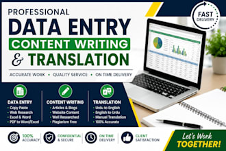 do accurate data entry, copy paste and web research