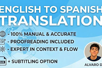 translate english to spanish, proofread and add subtitles