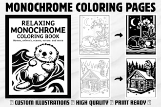 create custom monochrome coloring pages for amazon KDP