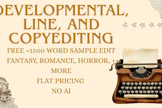 developmental edit, line or copy edit your book