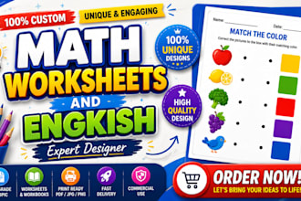 design english math, science worksheet for kids, adult kdp book worksheet