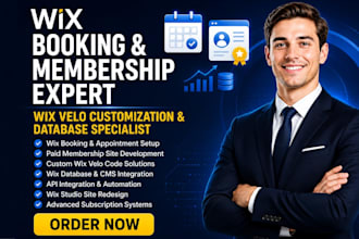 wix ecommerce website, wix booking, wix membership site, wix database, wix velo