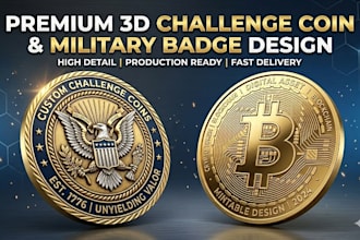 design custom 3d challenge coin, 3d bas relief, military, crypto token, coin