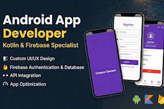 develop native android app using kotlin and firebase