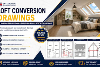 prepare planning permission loft conversion plans and building regs drawings