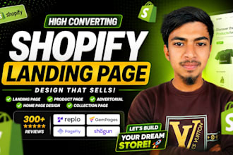 design or clone shopify landing page in replo, gem pages, or pagefly