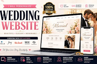 personalized wedding website in zola, joy, the knot, wix wedding squarespace