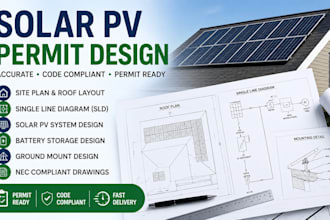 design solar pv permit plans, residential or commercial solar permit project