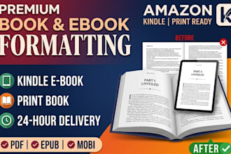 book formatting, ebook formatting, paperback formatting and layout design