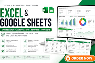 create custom excel spreadsheets, google sheets dashboards and automation
