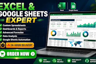 create automated excel and google spreadsheets dashboards, trackers, and reports