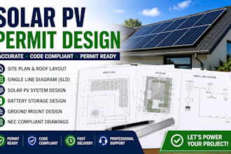 design residential or commercial solar permit plan with or without battery, sld