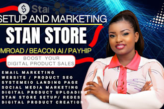 design and promote stan store gumroad, stan store marketing digital product seo