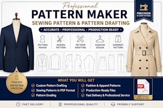 be your expert sewing pattern making for shirt and more with grading in PDF