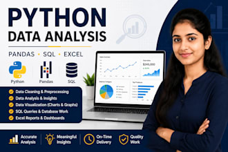 do data analysis, python, sql, excel and data visualization