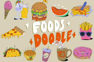 create manual vector doodle flat illustration in my style