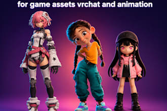 create custom 3d character modeling for game assets vrchat and animation